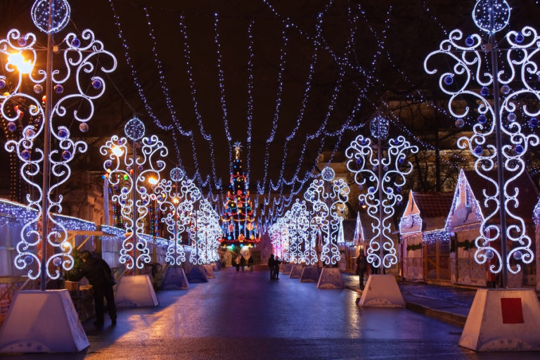 Christmas lights in Saint Petersburgs street